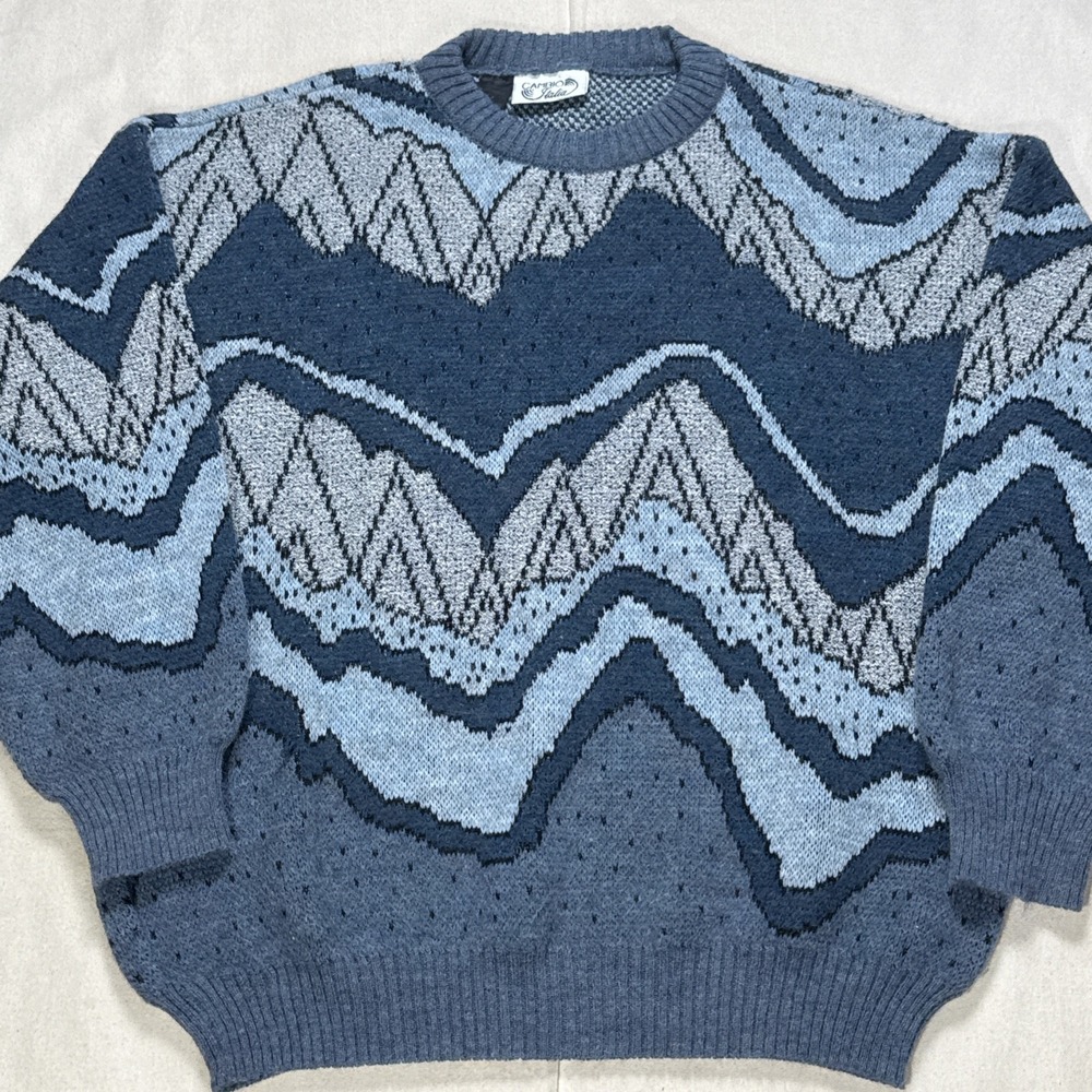 Cambio Italia Wool Blend Vintage Jacquard Sweater Made in Italy Size XL